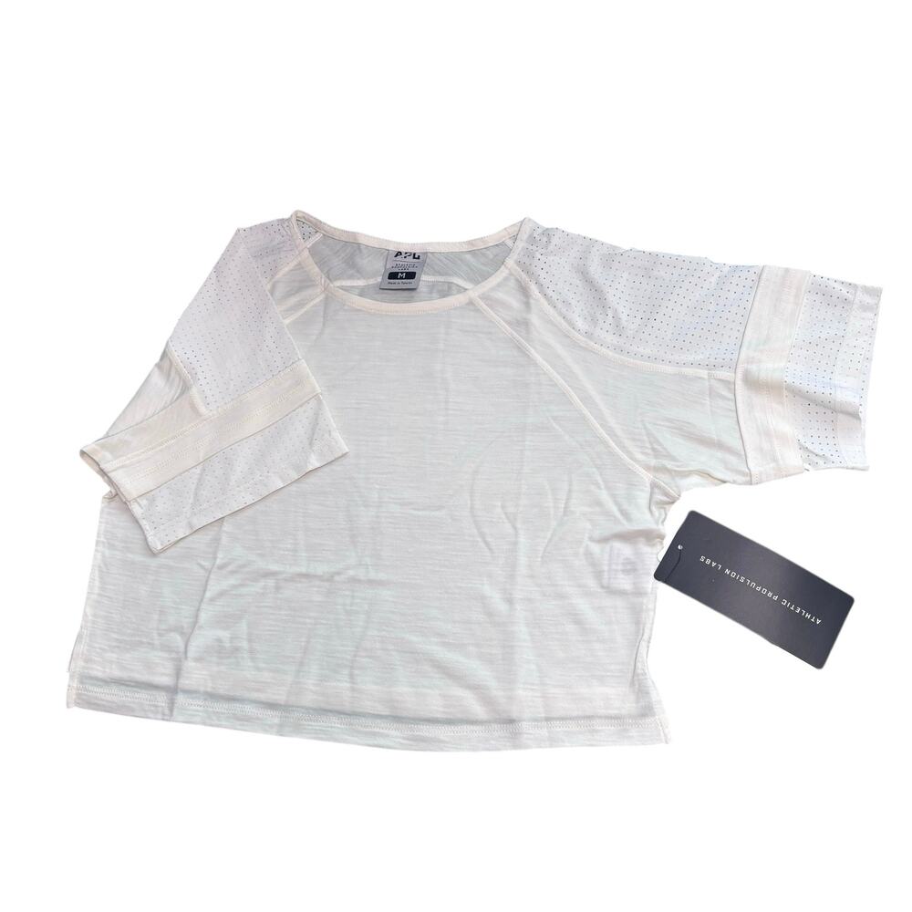 New Athletic Propulsion Labs The Perfect Wool Crop Top Shirt Cream Size Medium